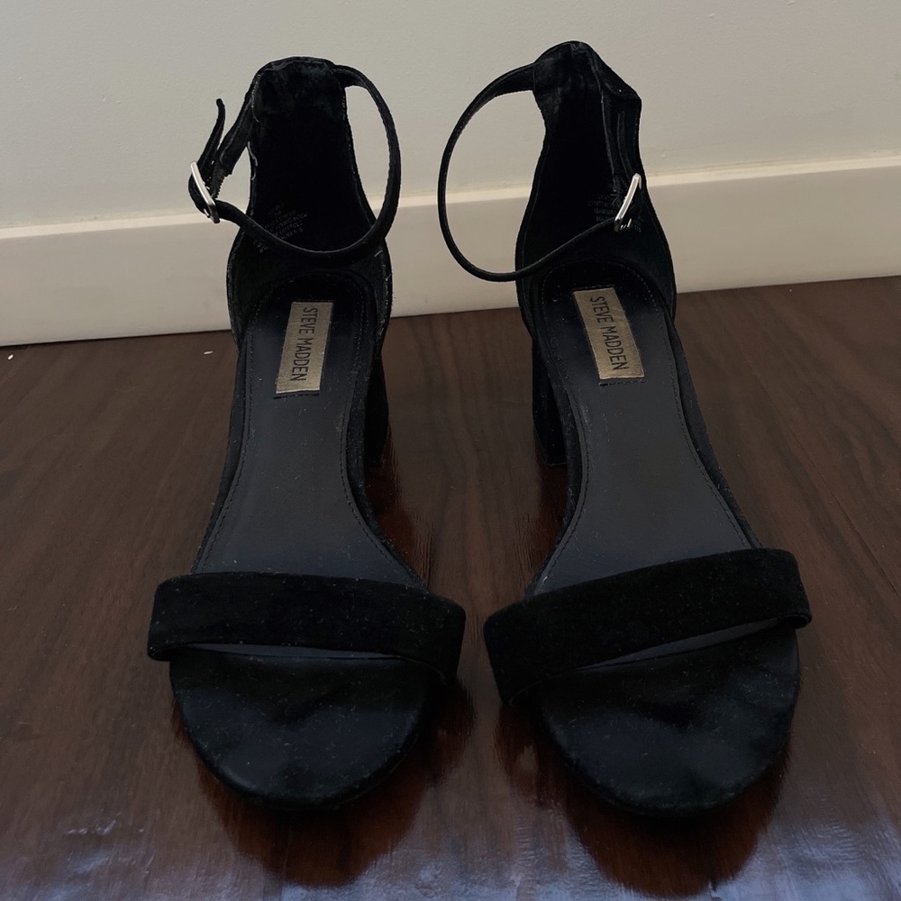 Steve Madden Ankle Strap Suede Block Heel Sandals